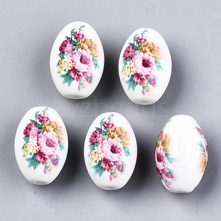 Printed & Spray Painted Opaque Glass Beads LS-GLAA-S047-07B-D03-1