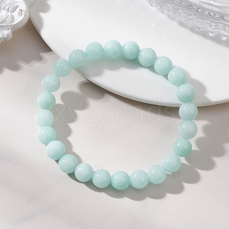 Dyed Natural Malaysia Jade Round Beads Stretch Bracelets for Women Men BJEW-JB13441-1