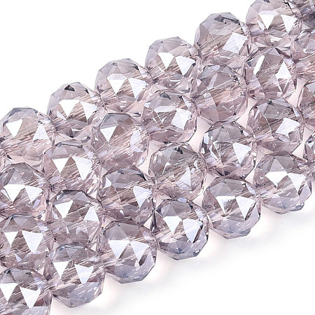 Electroplate Transparent Glass Round Beads Strands EGLA-T029-8mm-12T-10-1