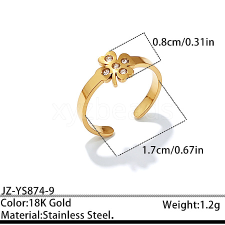 Ocean 304 Stainless Steel Rhinestone Cuff Open Rings WGF30C4-09-1