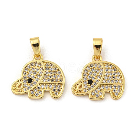 Real 18K Gold Plated Rack Plating Brass Micro Pave Cubic Zirconia Pendants KK-R153-02G-1