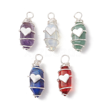 Bullet Shape Gemstone Pendants PALLOY-JF03215-1