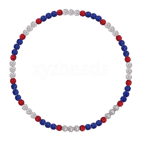 Polymer Clay Rhinestone Round Beaded Necklaces NJEW-SW00049-02-1