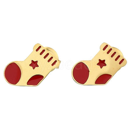 Ion Plating(IP) 304 Stainless Steel Enamel Stud Earrings EJEW-I316-03G-02-1