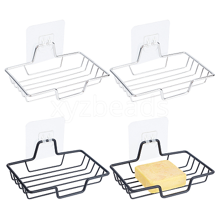 AHADERMAKER 4 Sets 2 Colors Stainless Steel Soap Dishes DIY-GA0005-27-1