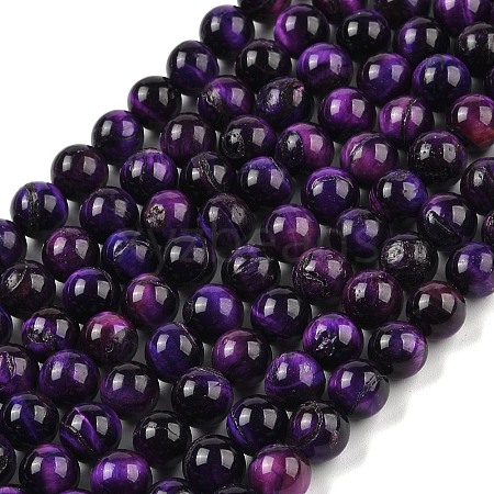 Grade B Natural Purple Tiger Eye Beads Strands G-F591-18-8mm-1