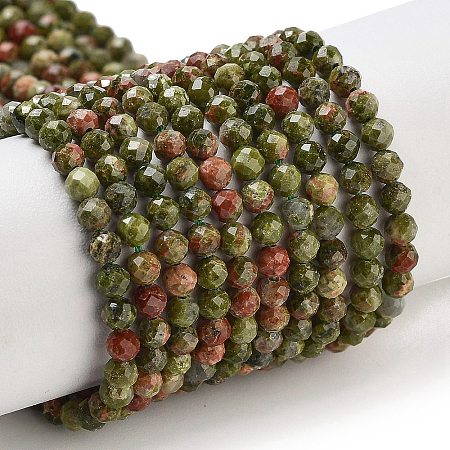 Natural Unakite Beads Strands G-B088-C15-03-1