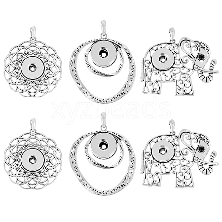 HOBBIESAY 6Pcs 3 Style Alloy Hang Snap Base Pendant FIND-HY0003-24-1