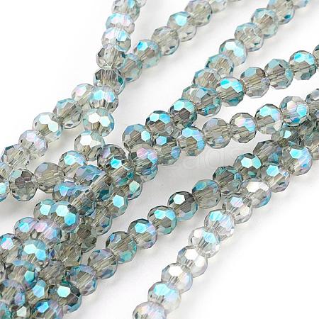 Faceted(32 Facets) Round Electroplate Glass Beads Strands X-EGLA-D021-72-1