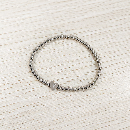 304 Stainless Steel Beads Stretch Bracelets for Women FS-WGC4F34-25-1
