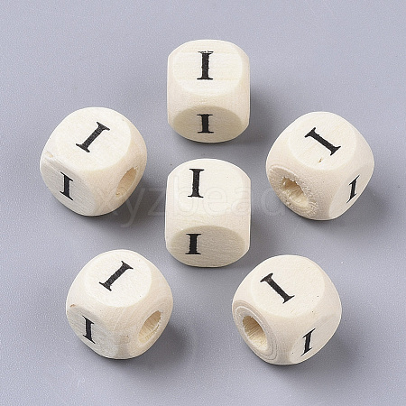 Printed Natural Wood Beads WOOD-TAG0001-08I-1