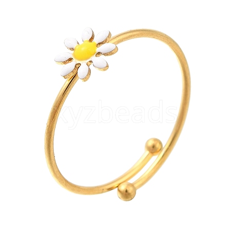 Daisy Enamel Finger Rings RJEW-M023-01G-1