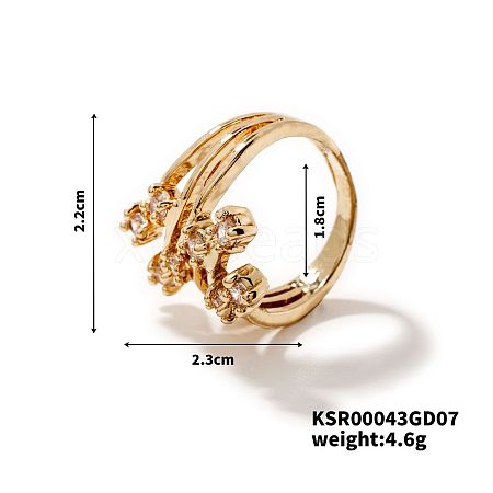 Minimalist Geometric Brass Micro Pave Cubic Zirconia Ring for Fashionable Style CJ6810-2-1