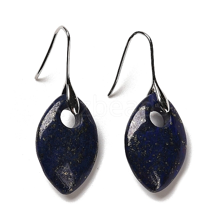 Natural Lapis Lazuli Horse Eye Dangle Earrings EJEW-I315-01P-03-1