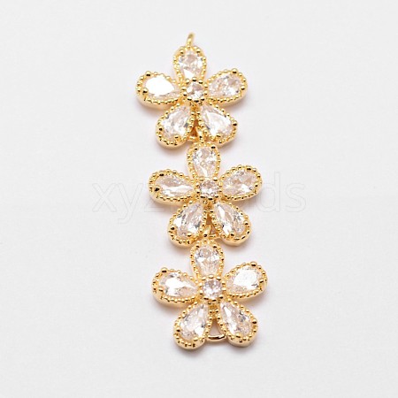 Brass Micro Pave Cubic Zirconia Links X-ZIRC-A003-02G-1