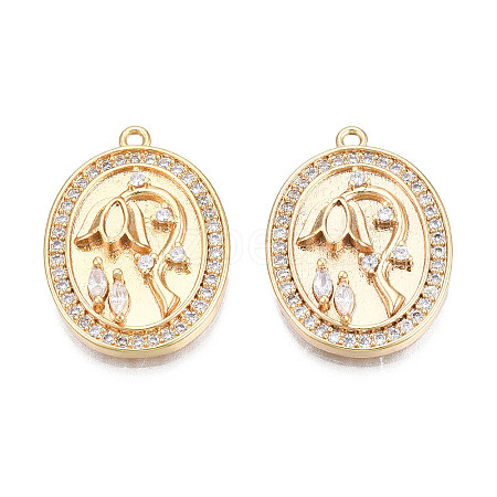 Brass Micro Pave Cubic Zirconia Pendants KK-N216-370-1