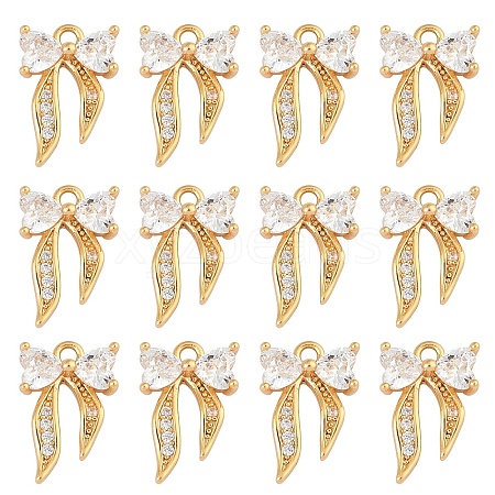 10Pcs Brass Cubic Zirconia Charms KK-YW0003-17-1
