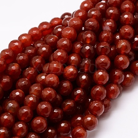Dyed Natural Agate Faceted Round Beads Strands X-G-E320B-10mm-08-1