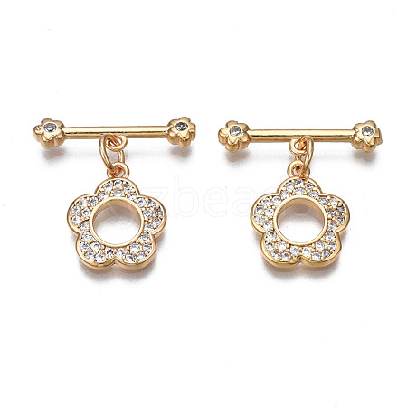 Brass Micro Pave Clear Cubic Zirconia Toggle Clasps KK-Q278-013-NF-1