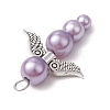 Pearlized Glass Pearl Bead Pendants PALLOY-JF03204-01-5