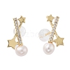 Natural Pearl Star Stud Earrings EJEW-P256-75G-1