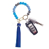 Silicone Round Beaded Keychain with Imitation Leather Tassel KEYC-SW00005-02-1