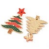 Christmas Tree Alloy & Acrylic Beaded Dangle Stud Earrings for Women EJEW-G406-01G-02-3