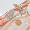 SUPERFINDINGS 2Pcs 2 Colors Feather Alloy Rhinestone Scarf Buckle Clips JEWB-FH0001-53-3