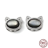 Anti-Tarnish Cat Shape Rhodium Plated 925 Sterling Silver Beads STER-D005-01P-1