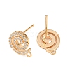 Brass Micro Pave Clear Cubic Zirconia Spiral Stud Earring Findings KK-Z133-02G-01-2