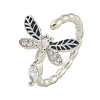 Dragonfly Brass Micro Pave Clear Cubic Zirconia Cuff Rings for Women RJEW-M016-02P-2