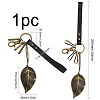 CHGCRAFT 1Pc Vintage Alloy Leaf Leather Pendant Decoration KEYC-CA0001-45-2