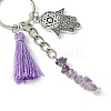 Natural Rose Quartz & Prehnite & Natural Lapis Lazuli & Natural Amethyst  & Natural Howlite Chip Beaded Tassel Pendant Keychain KEYC-JKC00851-5