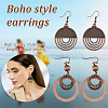 ANATTASOUL 4 Pairs 4 Styles Alloy & Iron & Wood Dangle Earrings with Iron Pins EJEW-AN0004-58-3