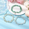 3Pcs 3 Styles Natural White Moonstone & Citrine & Green Aventurine Chips Stretch Bracelets Sets BJEW-JB11076-04-2