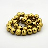 Faceted Round Non-magnetic Synthetic Hematite Beads Strands G-P061-73-12mm-G-2