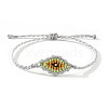 Adjustable Evil Eye Polyester Cord Braided Bracelets for Men Women BI7988-16-1