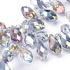 Electroplate Glass Faceted Teardrop Beads Strands EGLA-D014-28-2