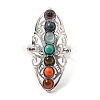 Natural Mixed Stone Butterfly Open Cuff Ring CHAK-PW0001-002-2