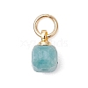 Natural Multicolor Tourmaline Table Cut Cube Charms with 304 Stainless Steel Findings PALLOY-JF04873-3