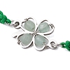 Natural Green Aventurine with 201 Stainless Steel Clover Link Braided Bracelets BJEW-JB11296-3