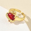 Brass & Glass Cuff Open Rings for Women KK-CBA760A-01A-G-1