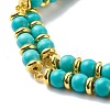 Synthetic Turquoise Beaded Double Line Multi-strand Bracelet BJEW-JB08668-4