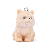 Animal Theme Flocky Opaque Resin Pendants RESI-H042-01P-03-1