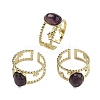 Oval Natural Amethyst Finger Rings RJEW-N046-05B-G-3