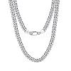 Rhodium Plated 925 Sterling Silver Cuban Link Chain Necklace NJEW-I124-002-1