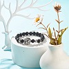 Natural Lava Rock Stretch Bracelet with Alloy Leaf Beads BJEW-JB08041-2