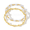 2Pcs Sweet Plastic Imitation Pearl with Brass Bead Stretch Bracelet Set for Women XS7502-1