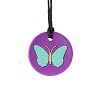 Round with Butterfly Food Grade Eco-Friendly Silicone Pendants PW-WGEF2D6-02-1