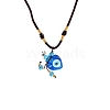 Evil Eye Handmade Lampwork Heart Shaped Perfume Essence Bottle Pendant Necklace PW-WG31D8D-03-1